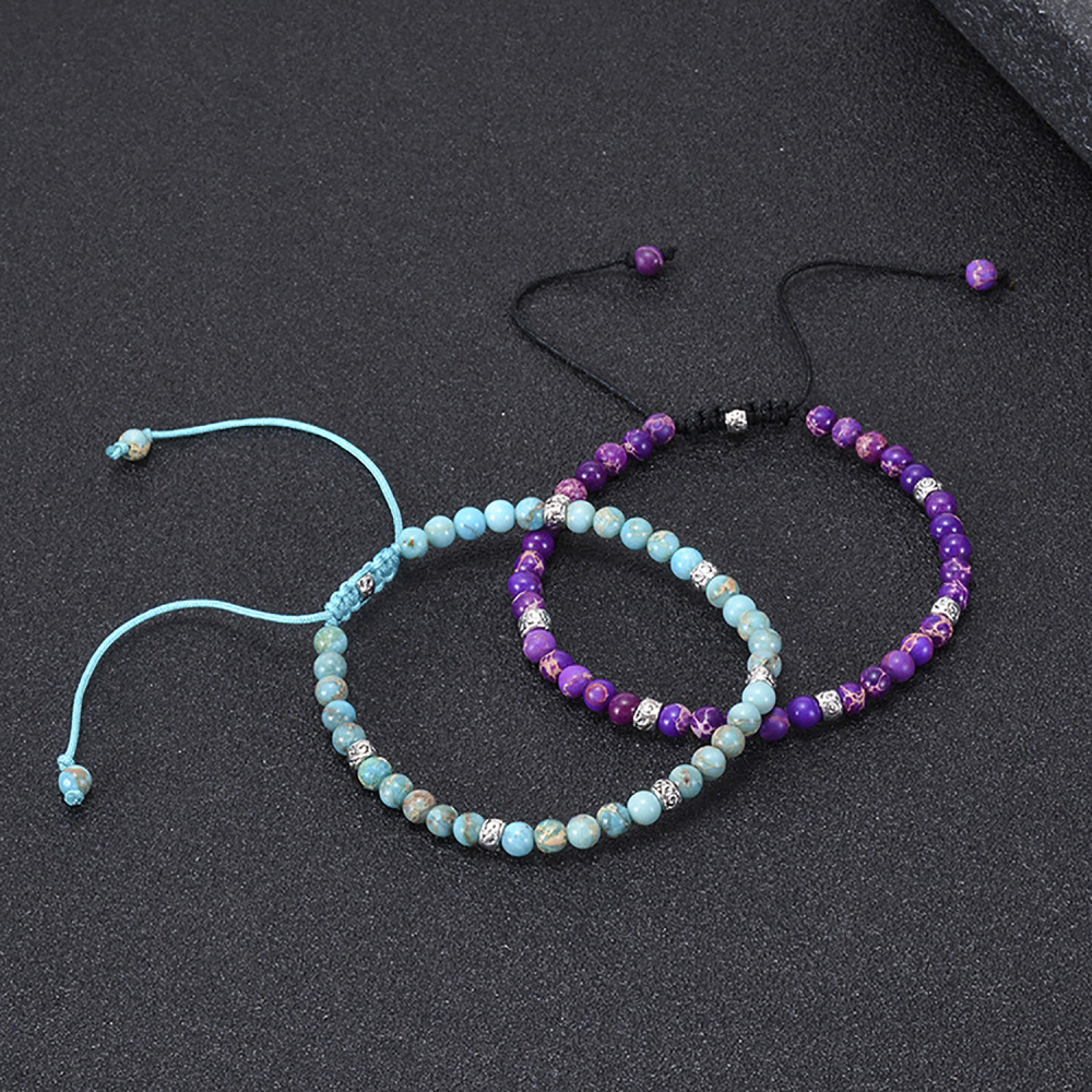 Woven bracelet adjustable natural stone bracelet yoga beads hand strung jewelry