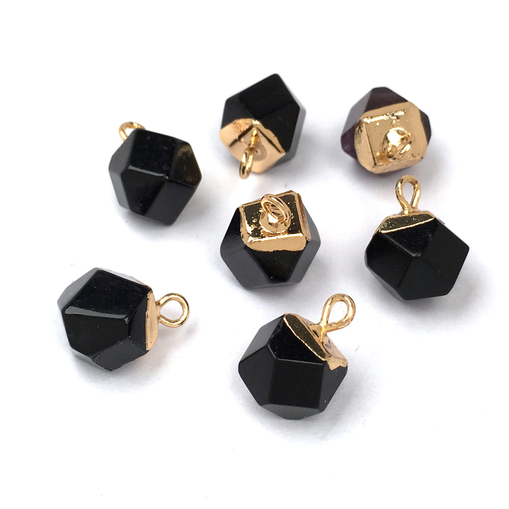 Exquisite pendant polygon cut surface semi-precious stone pendant temperament joker DIY bracelet necklace ornaments