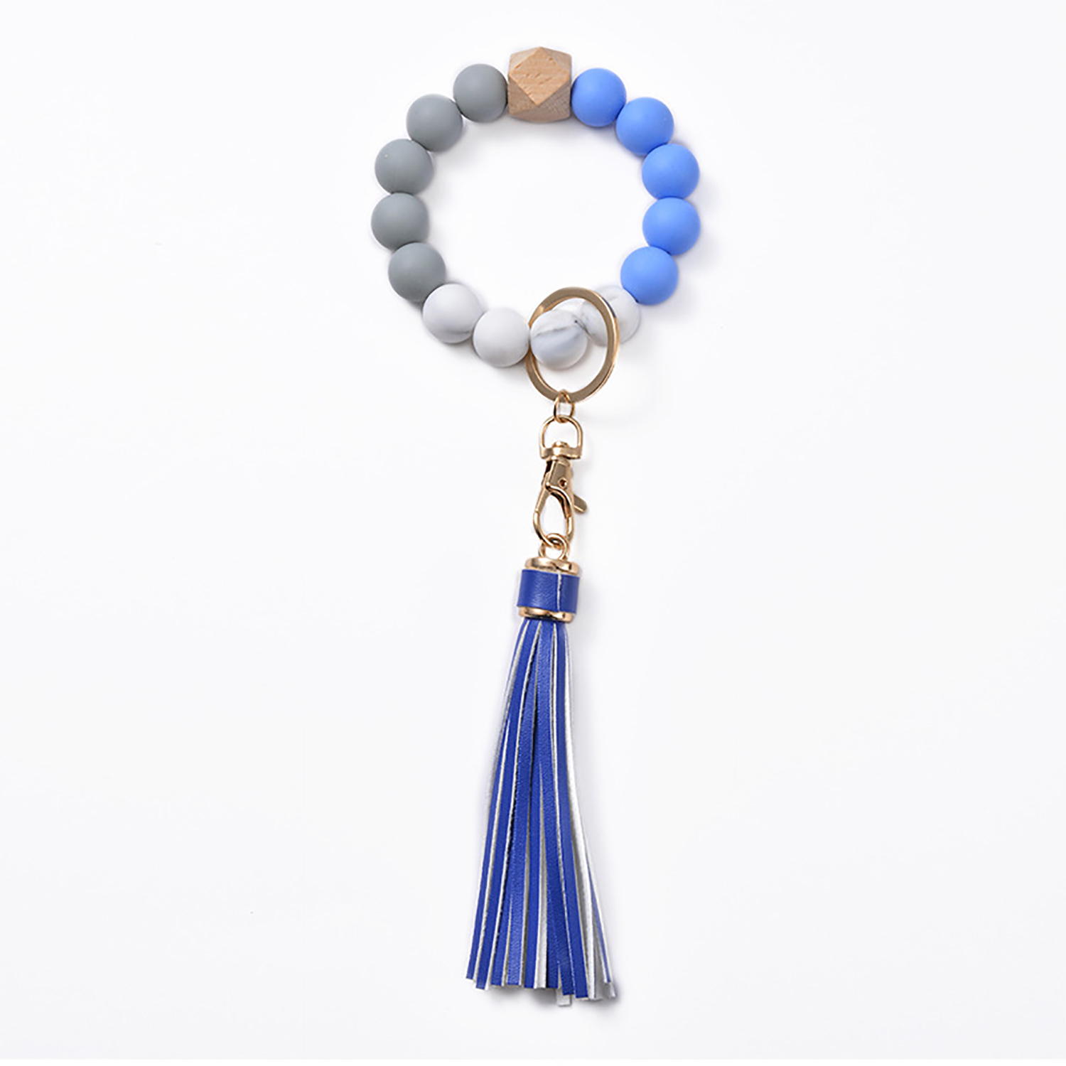 Silica gel bead key ring bracelet wood bead silica gel key ring bracelet female tassel bracelet