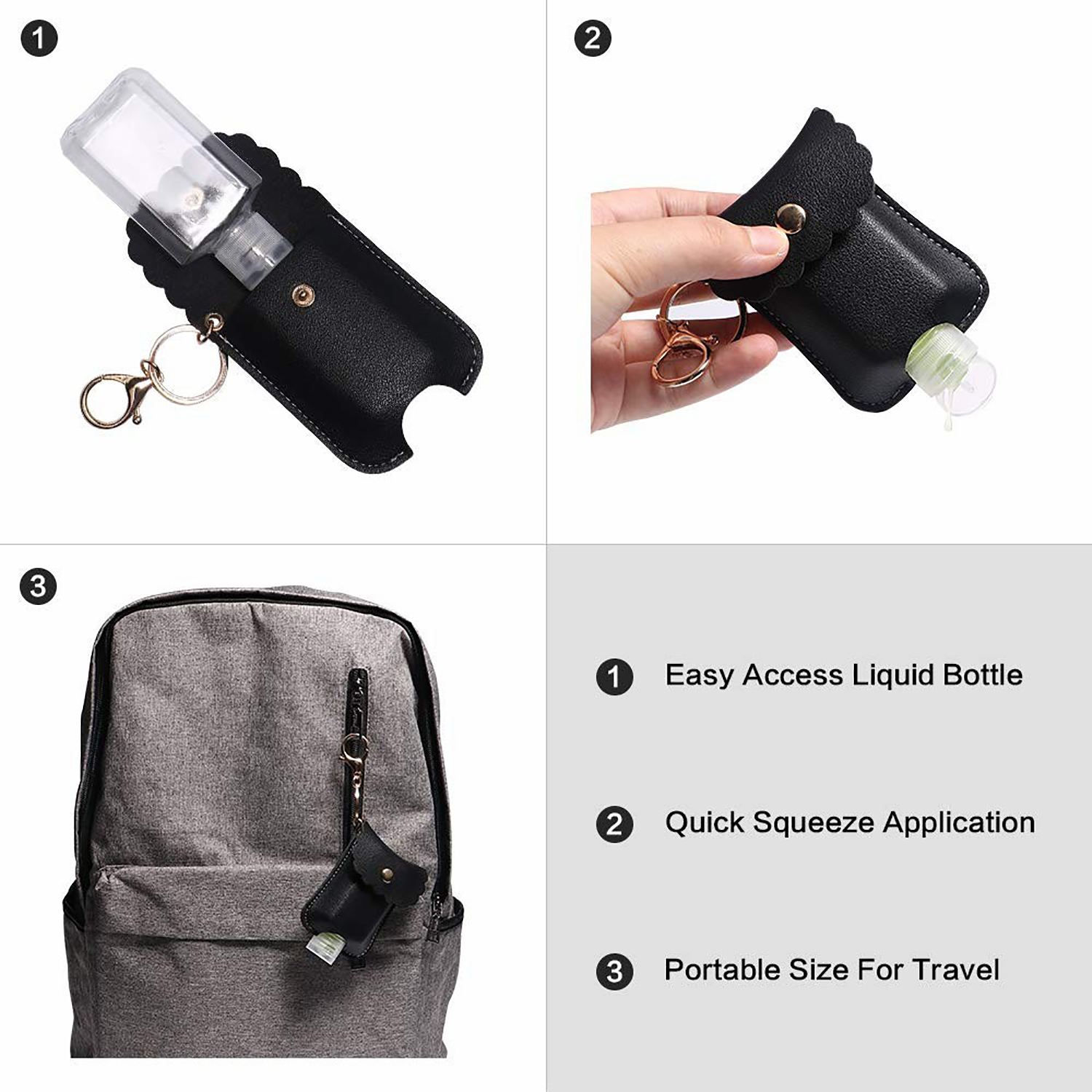 Holder hand sanitizer bottle key ring bag pendant portable hand sanitizer bottle holder