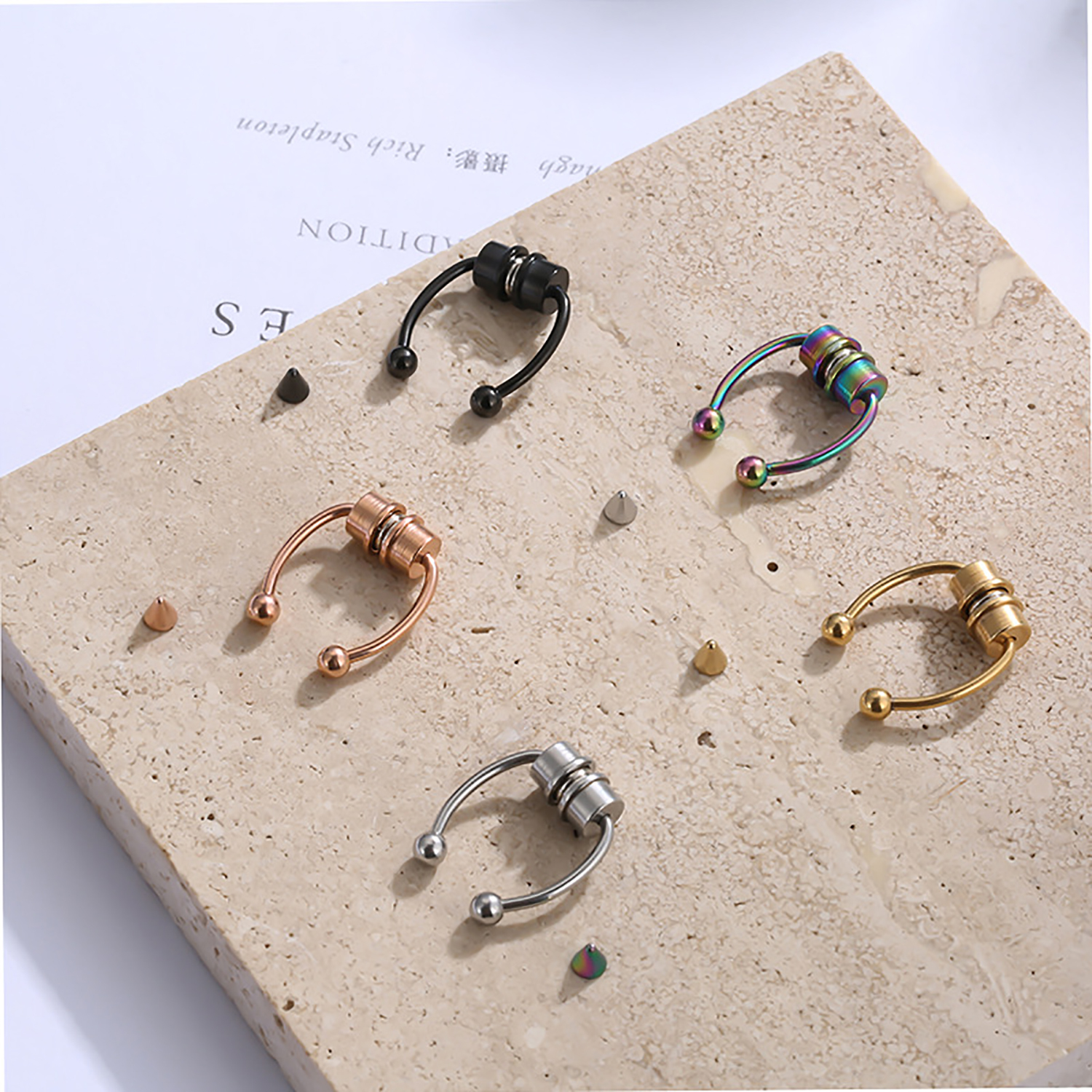 Stainless steel magnet false nose ring horseshoe ring nose clip non-perforated nose hoop magnetic nose studs