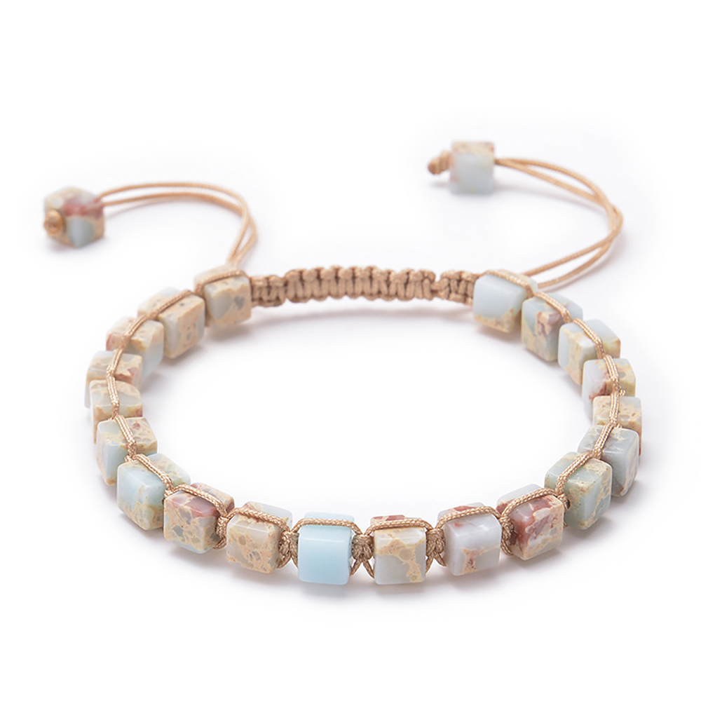 Square Emperor Stone Bracelet Braided Seven Chakra Stone Bracelet Handmade Jewelry for Women Yoga Beads
