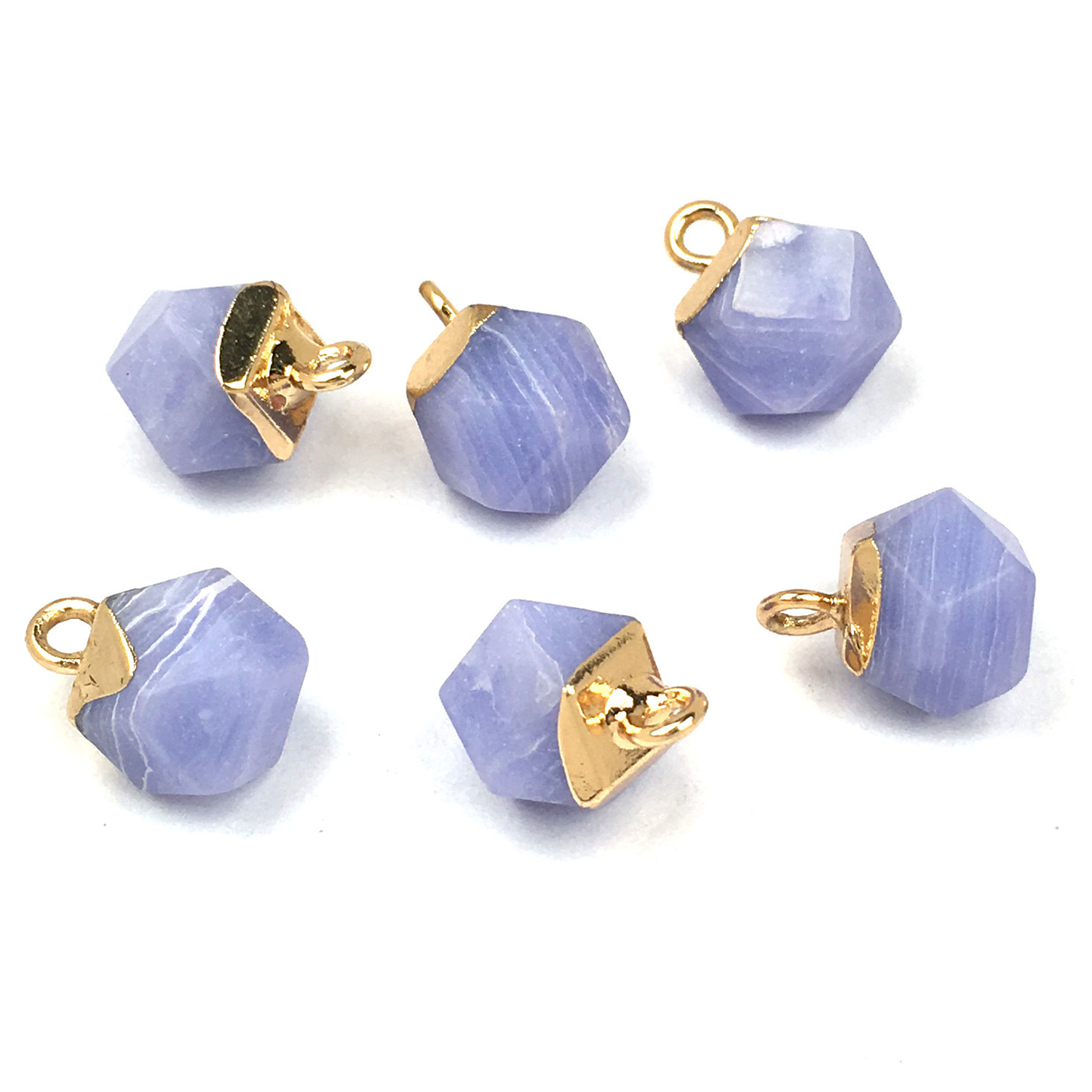 Exquisite pendant polygon cut surface semi-precious stone pendant temperament joker DIY bracelet necklace ornaments