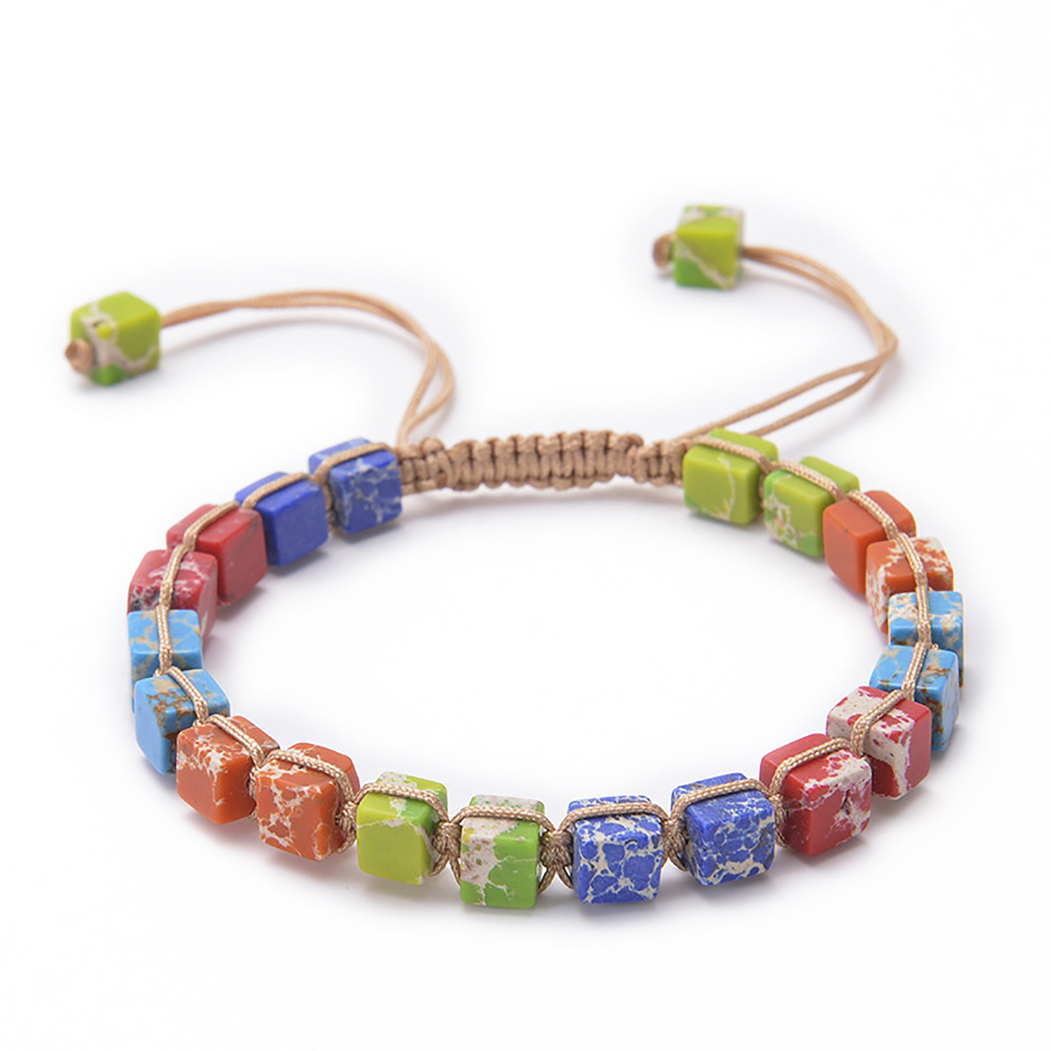 Square Emperor Stone Bracelet Braided Seven Chakra Stone Bracelet Handmade Jewelry for Women Yoga Beads