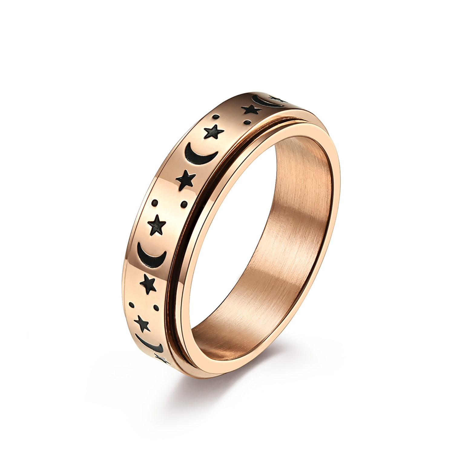 The stars and the moon can be rotated titanium steel ring ring romantic proposal men and women bracelet