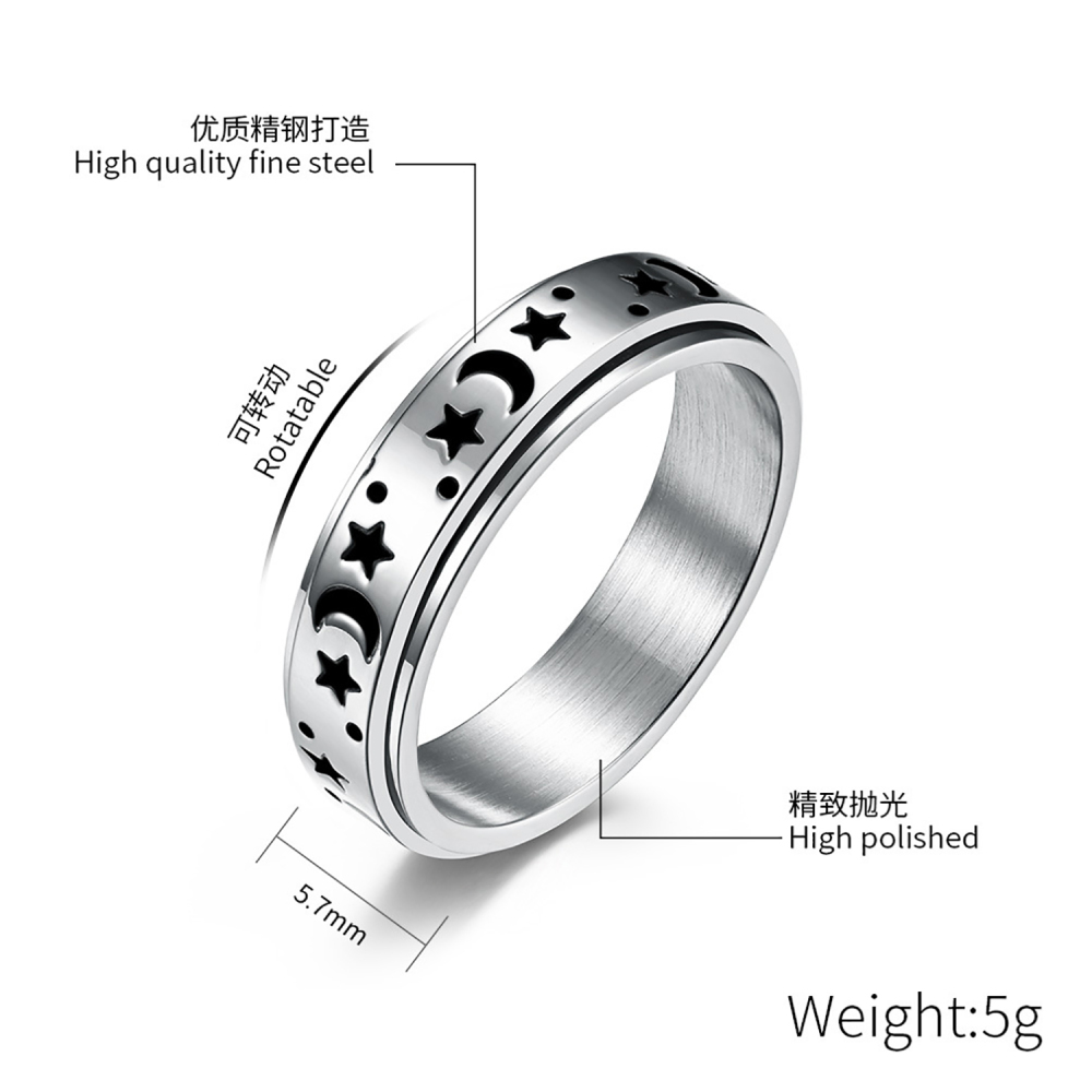 The stars and the moon can be rotated titanium steel ring ring romantic proposal men and women bracelet