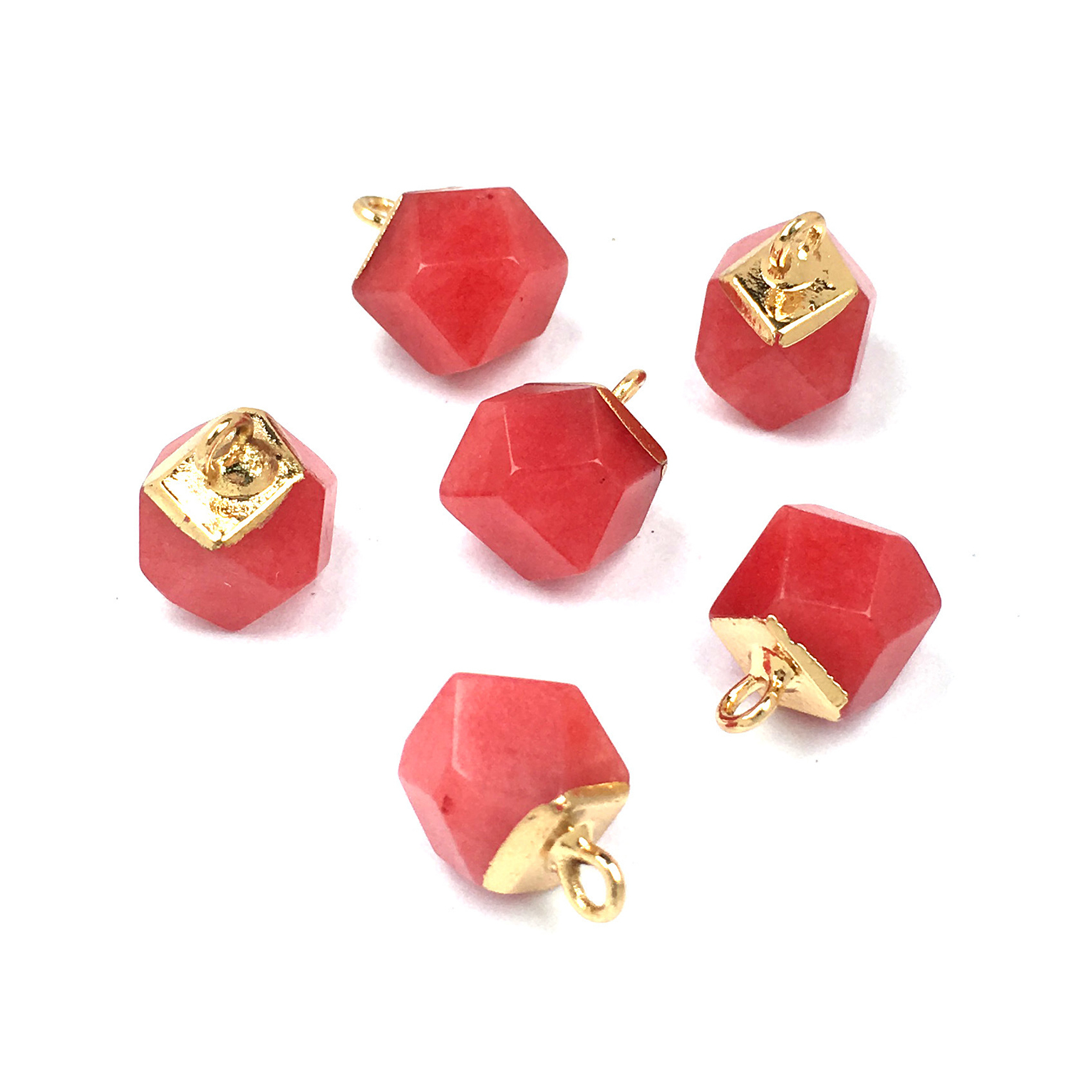 Exquisite pendant polygon cut surface semi-precious stone pendant temperament joker DIY bracelet necklace ornaments