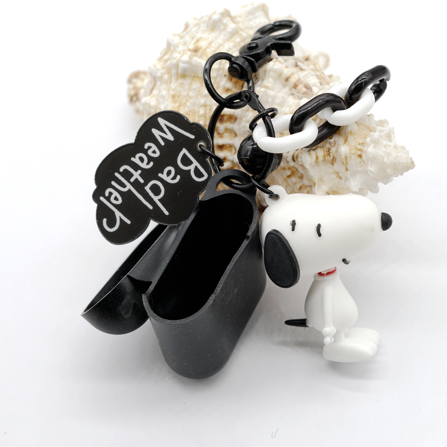 Snoopy Charlie Airpods2 Protective Case Loving Anti-Loss Wireless Ear Case Key Ring