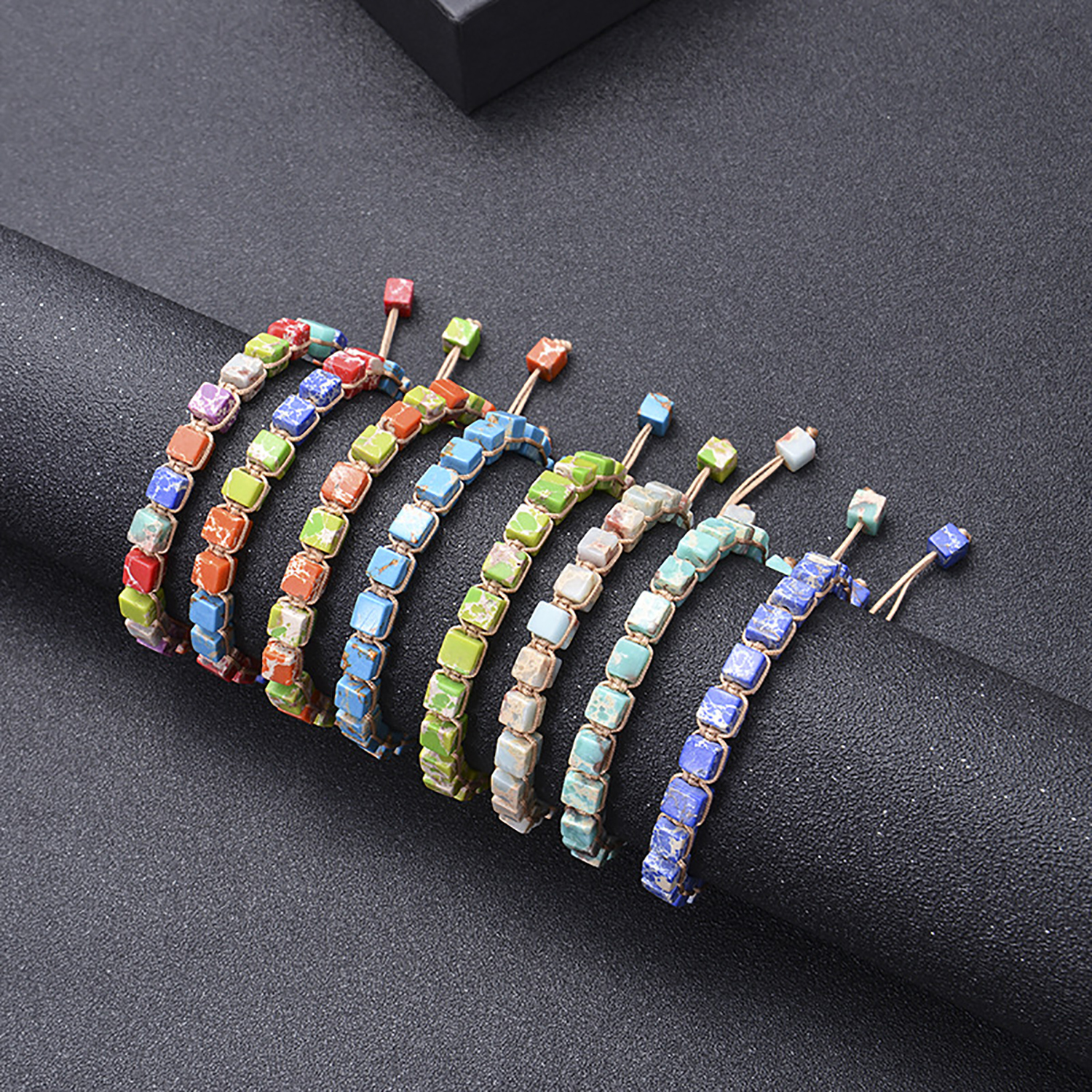 Square Emperor Stone Bracelet Braided Seven Chakra Stone Bracelet Handmade Jewelry for Women Yoga Beads