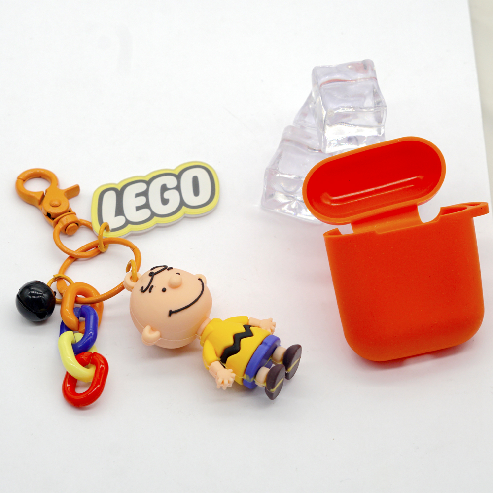 Snoopy Charlie Airpods2 Protective Case Loving Anti-Loss Wireless Ear Case Key Ring