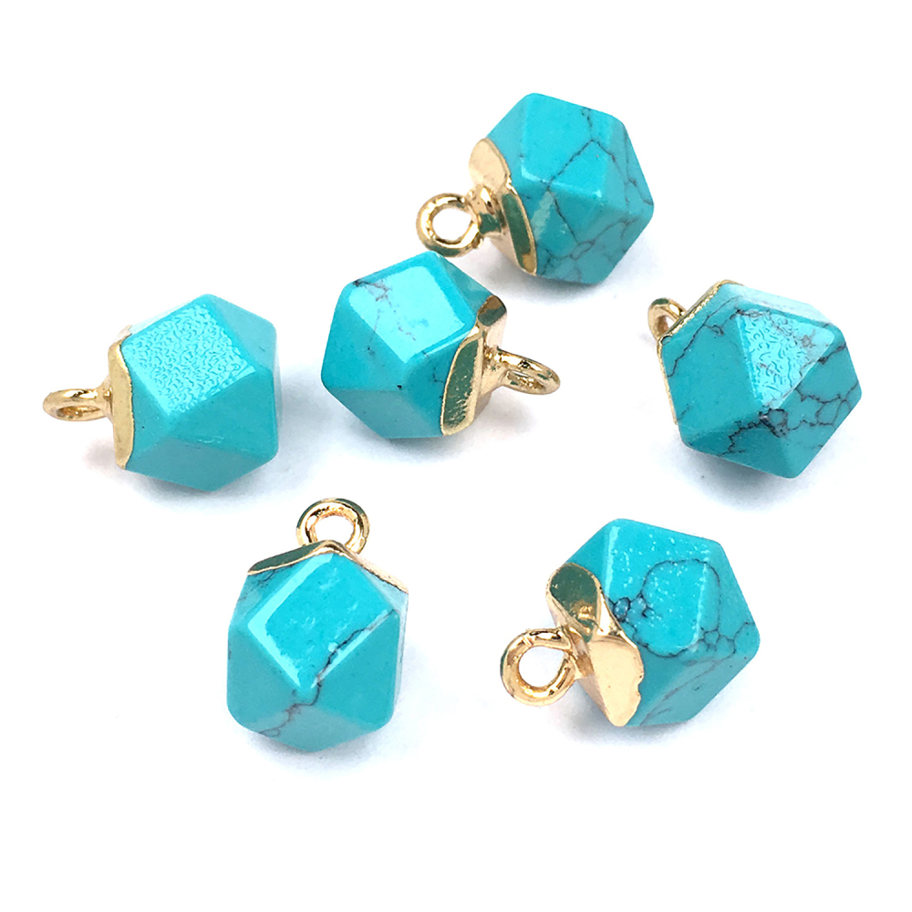 Exquisite pendant polygon cut surface semi-precious stone pendant temperament joker DIY bracelet necklace ornaments