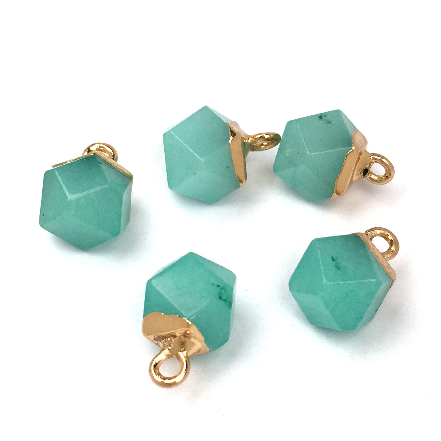 Exquisite pendant polygon cut surface semi-precious stone pendant temperament joker DIY bracelet necklace ornaments