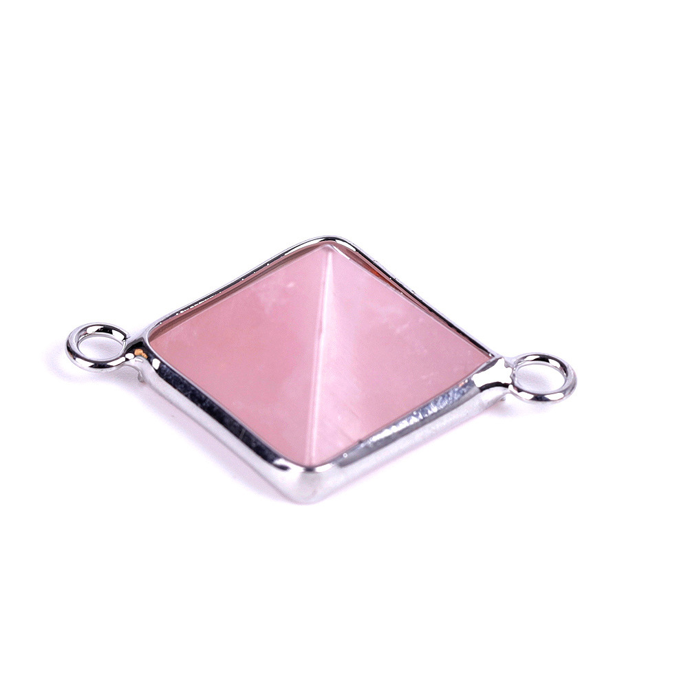Double hanging pyramid stone enclosing edge pendant for female male spiritual energy gem necklace