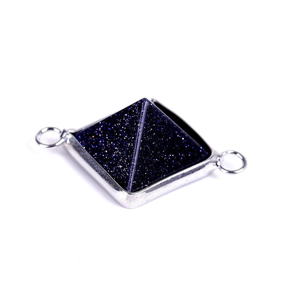 Double hanging pyramid stone enclosing edge pendant for female male spiritual energy gem necklace