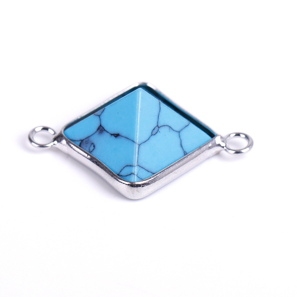 Double hanging pyramid stone enclosing edge pendant for female male spiritual energy gem necklace