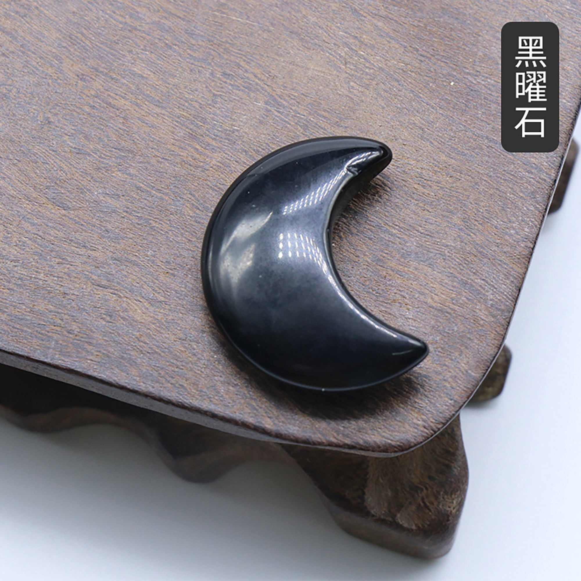 30mm crystal agate jade carved moon handle, tiger's eye stone moon ornaments