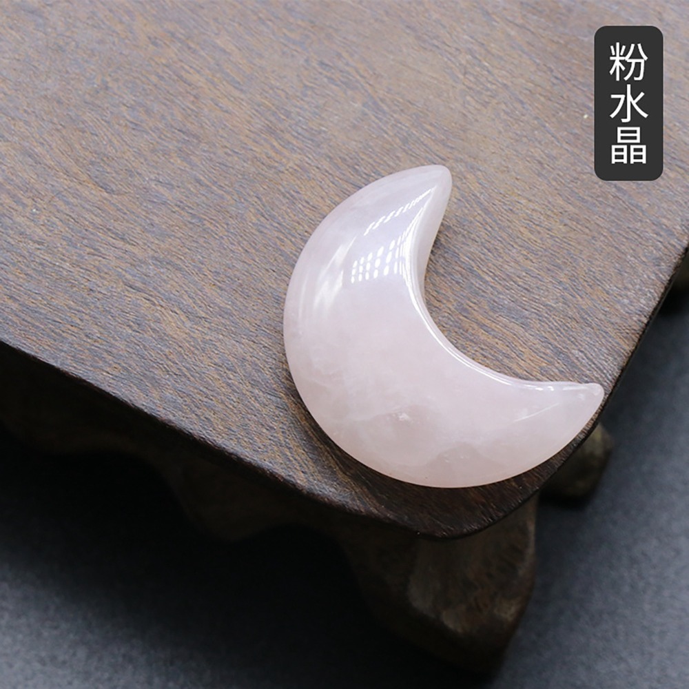 30mm crystal agate jade carved moon handle, tiger's eye stone moon ornaments