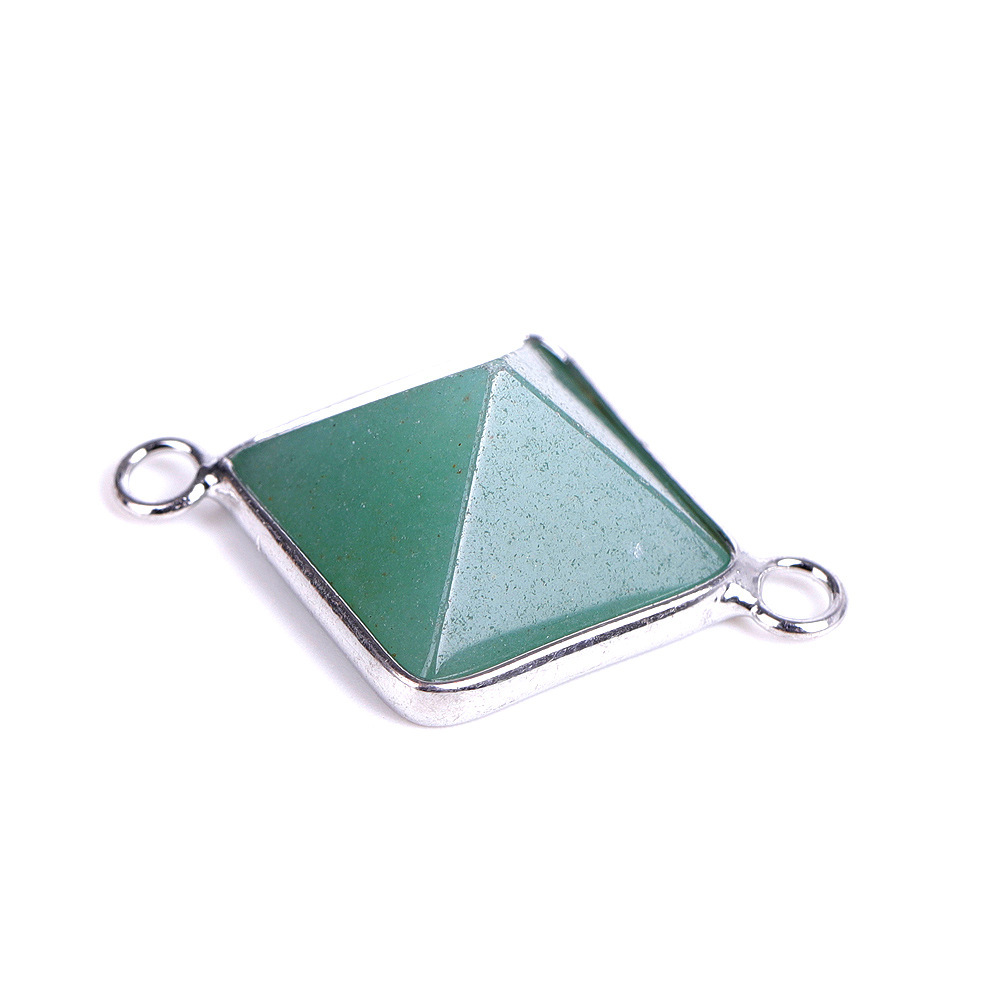 Double hanging pyramid stone enclosing edge pendant for female male spiritual energy gem necklace