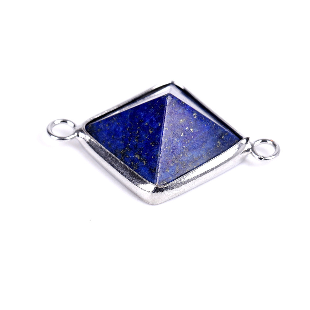 Double hanging pyramid stone enclosing edge pendant for female male spiritual energy gem necklace