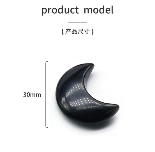 30mm crystal agate jade carved moon handle, tiger's eye stone moon ornaments