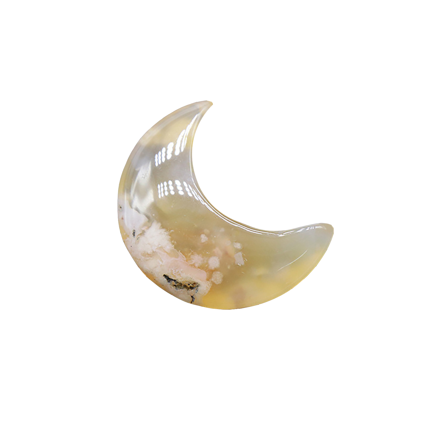 30mm crystal agate jade carved moon handle, tiger's eye stone moon ornaments