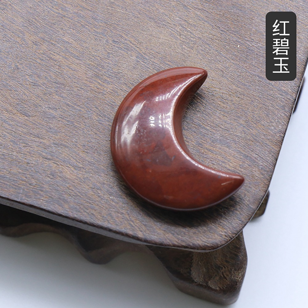 30mm crystal agate jade carved moon handle, tiger's eye stone moon ornaments