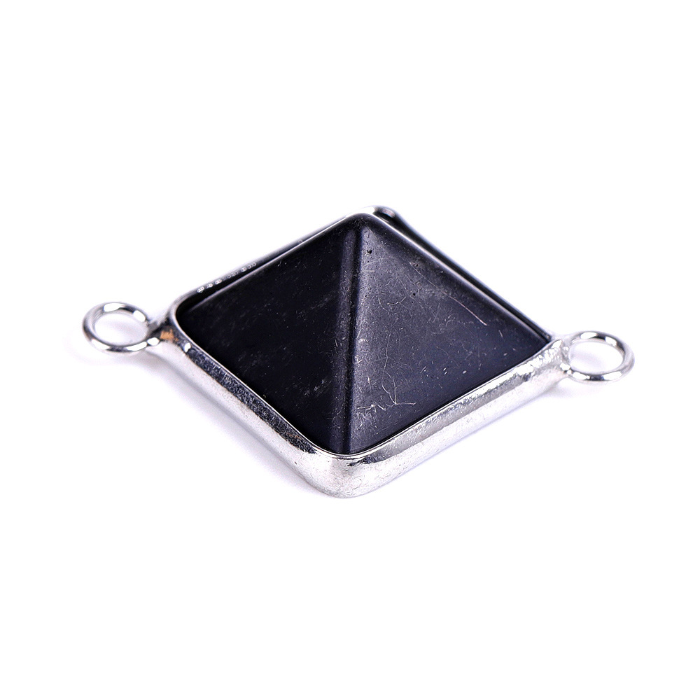 Double hanging pyramid stone enclosing edge pendant for female male spiritual energy gem necklace