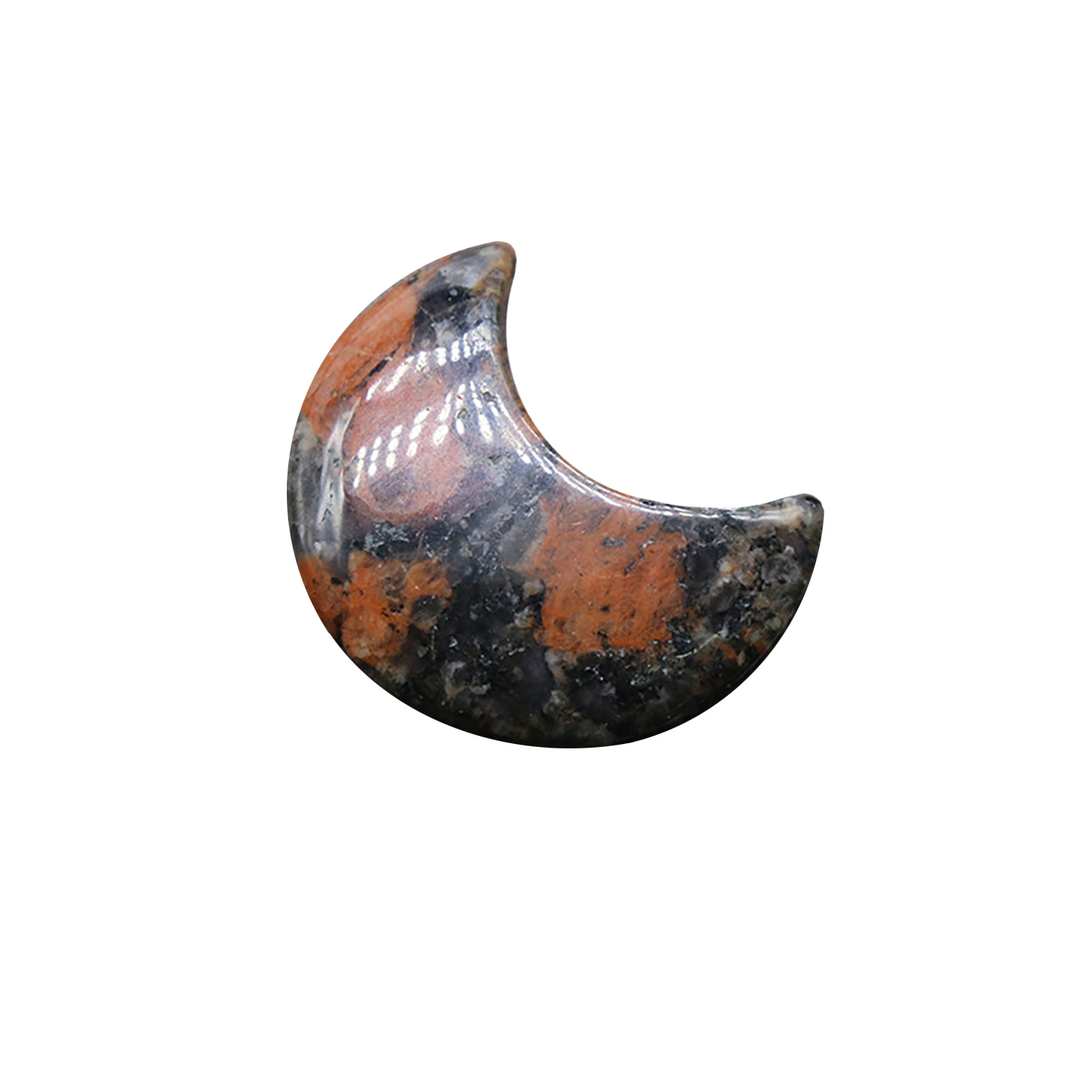 30mm crystal agate jade carved moon handle, tiger's eye stone moon ornaments