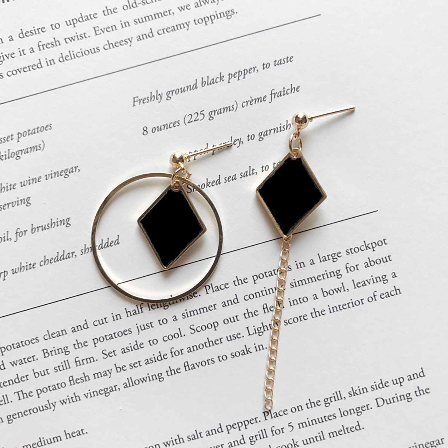 Fringe long round ring earrings with irregular geometric triangular wooden ear rings