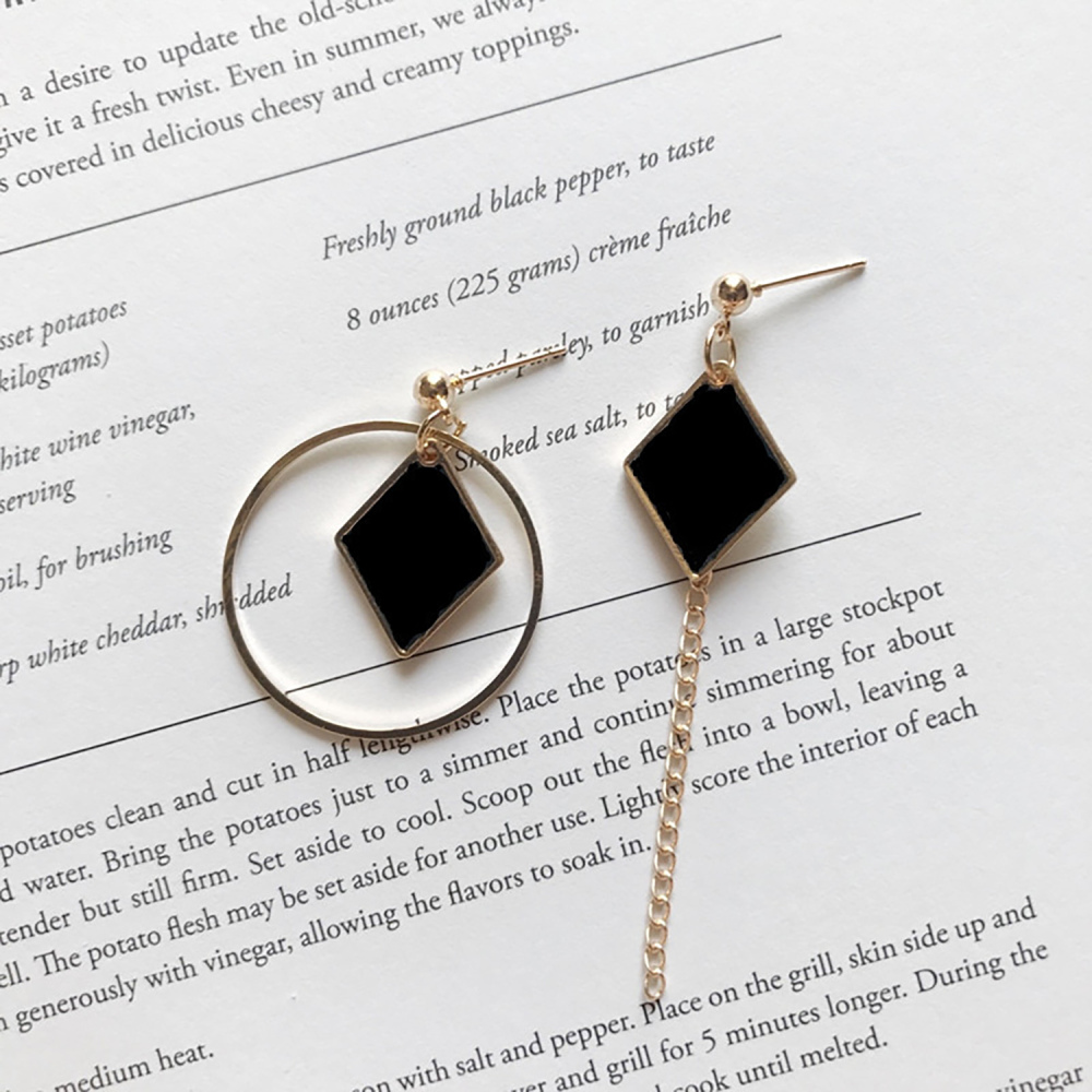 Fringe long round ring earrings with irregular geometric triangular wooden ear rings