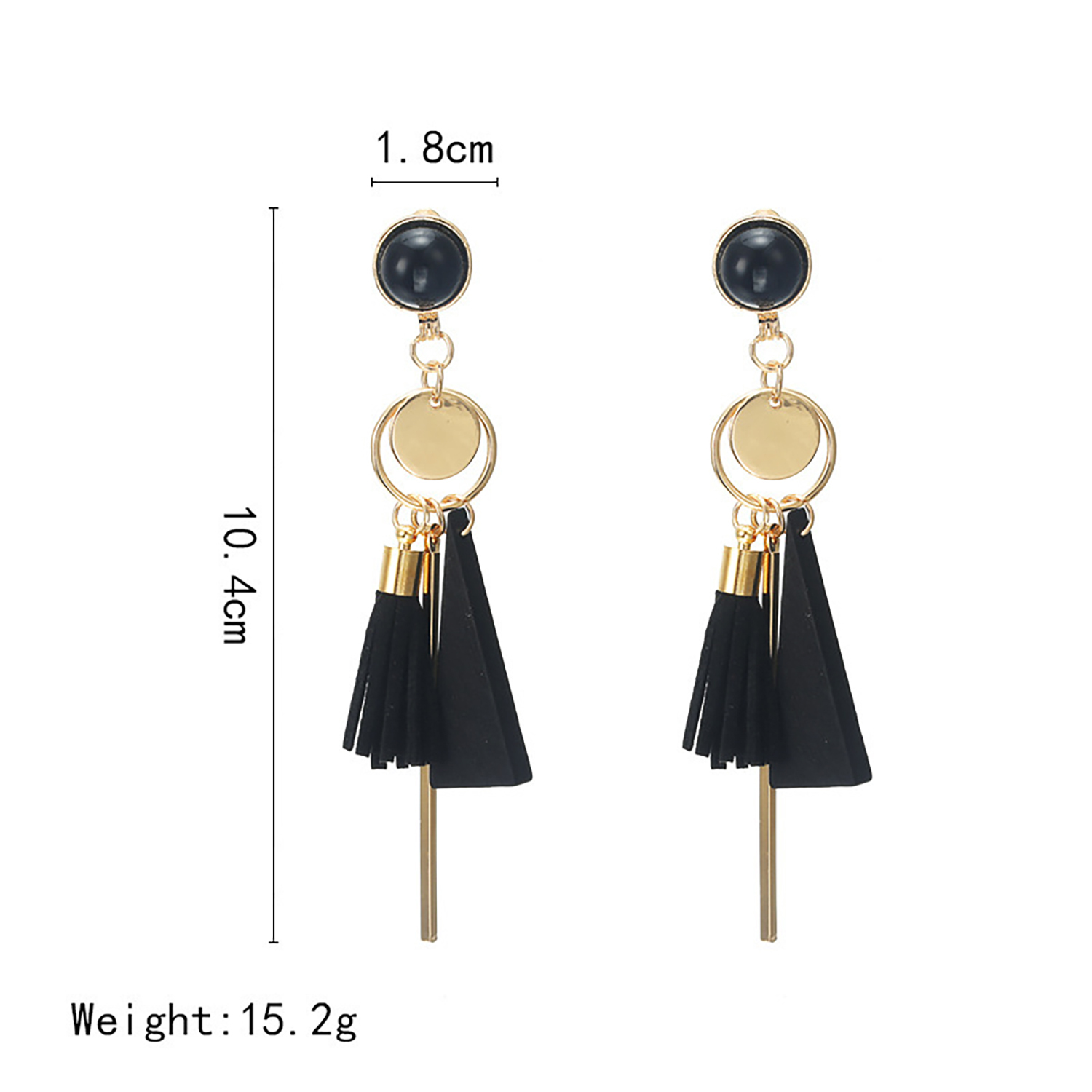 Fringe long round ring earrings with irregular geometric triangular wooden ear rings