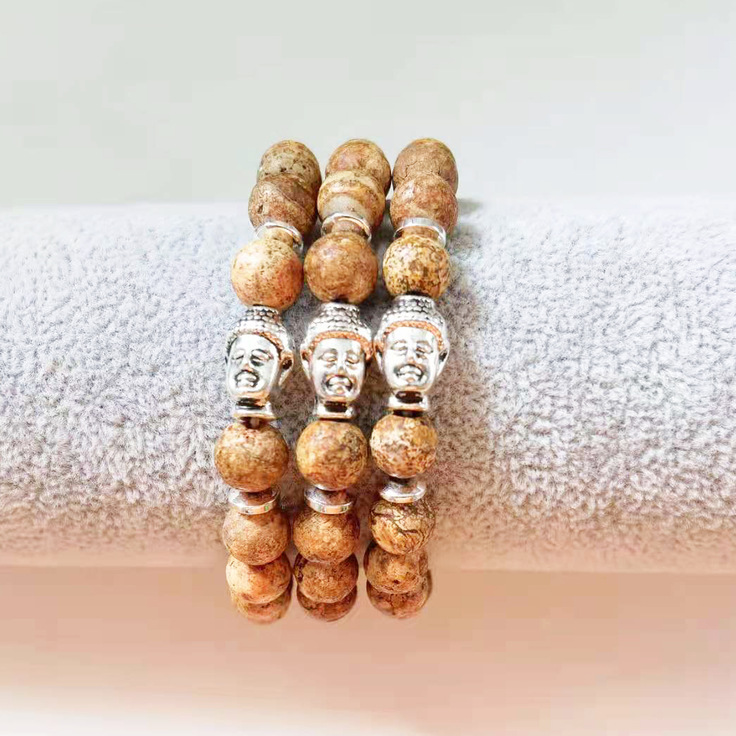 Fashion personality man natural stone agate bracelet Buddha head bracelet