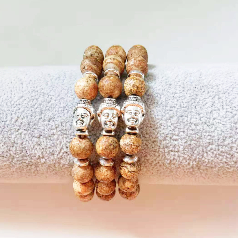 Fashion personality man natural stone agate bracelet Buddha head bracelet