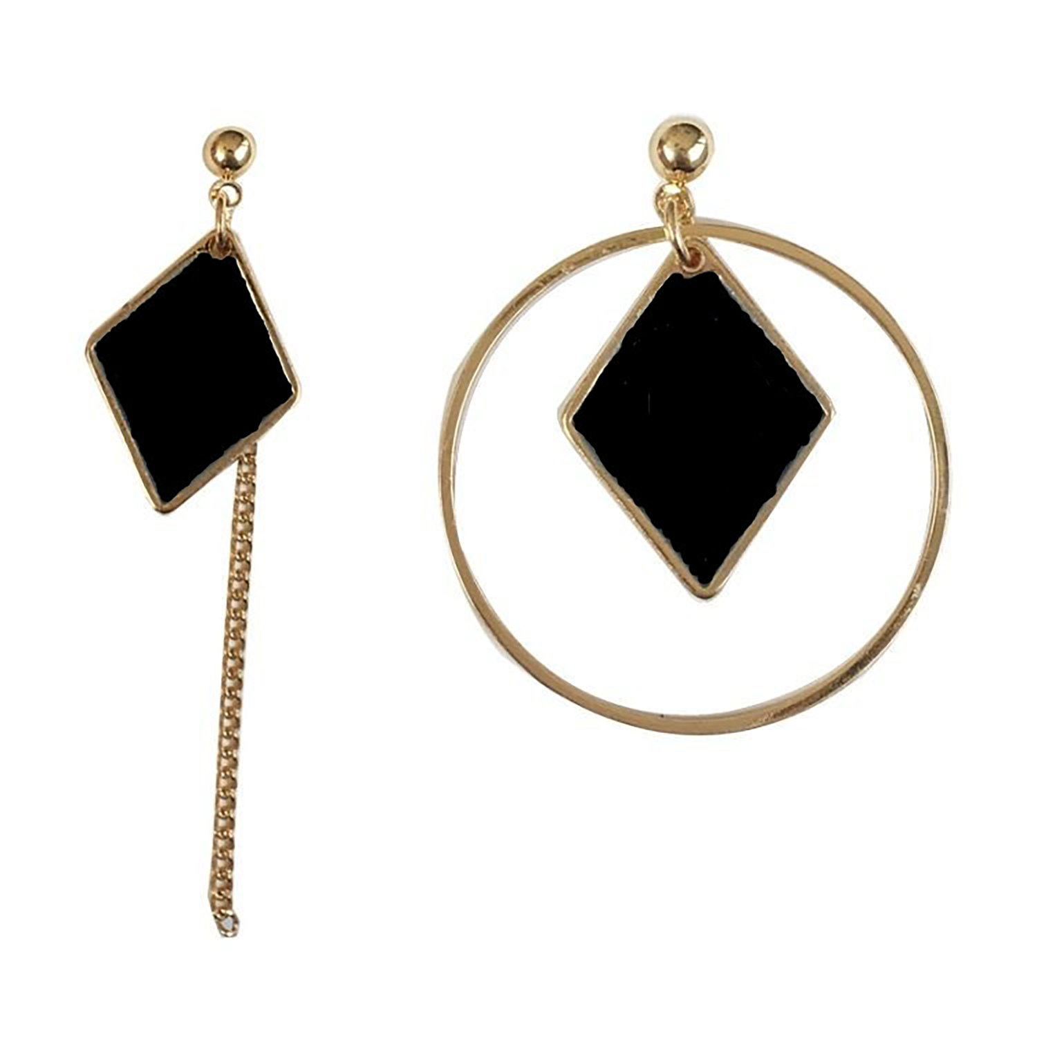 Fringe long round ring earrings with irregular geometric triangular wooden ear rings