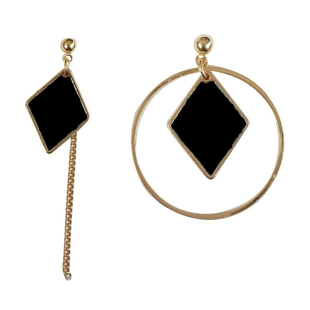 Fringe long round ring earrings with irregular geometric triangular wooden ear rings