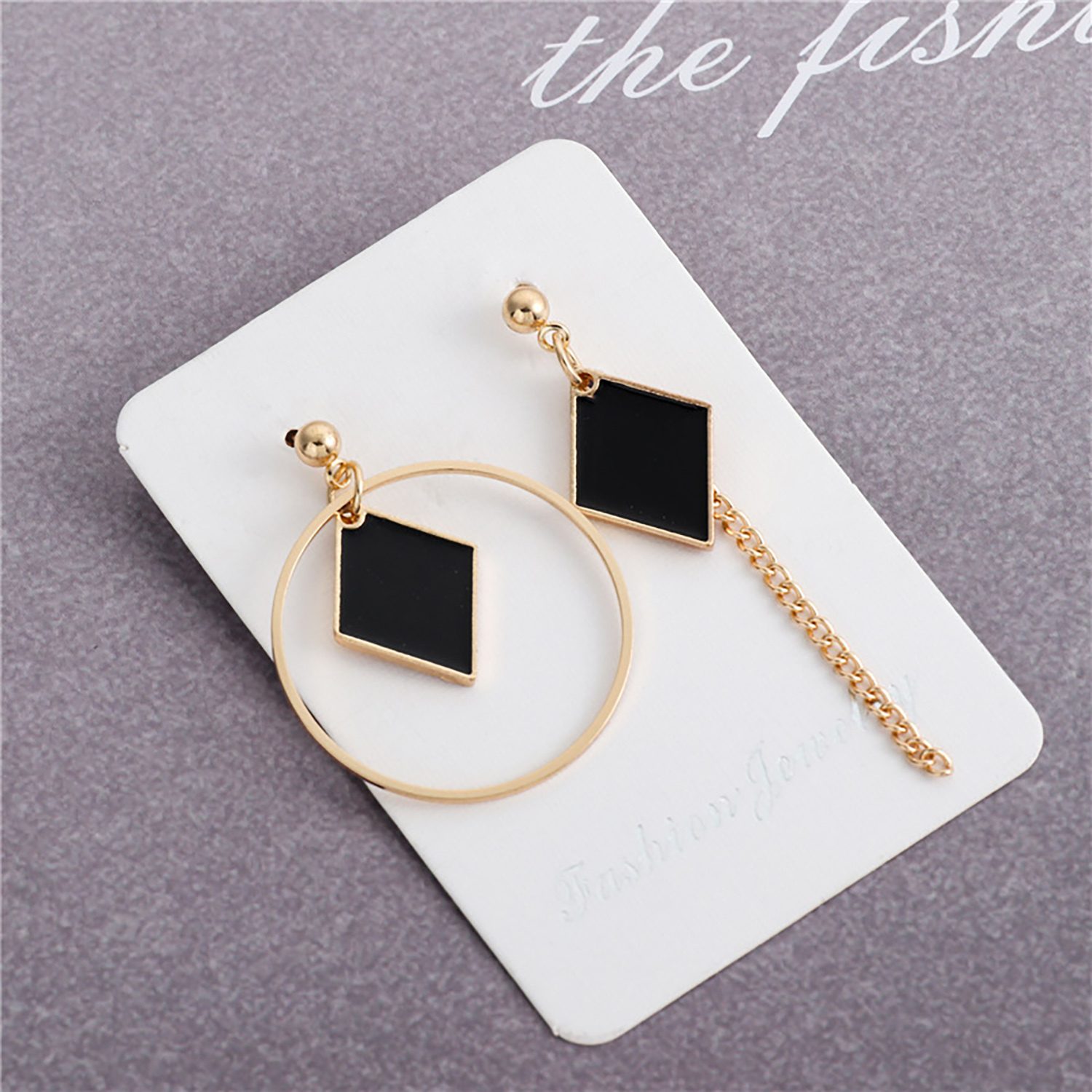 Fringe long round ring earrings with irregular geometric triangular wooden ear rings