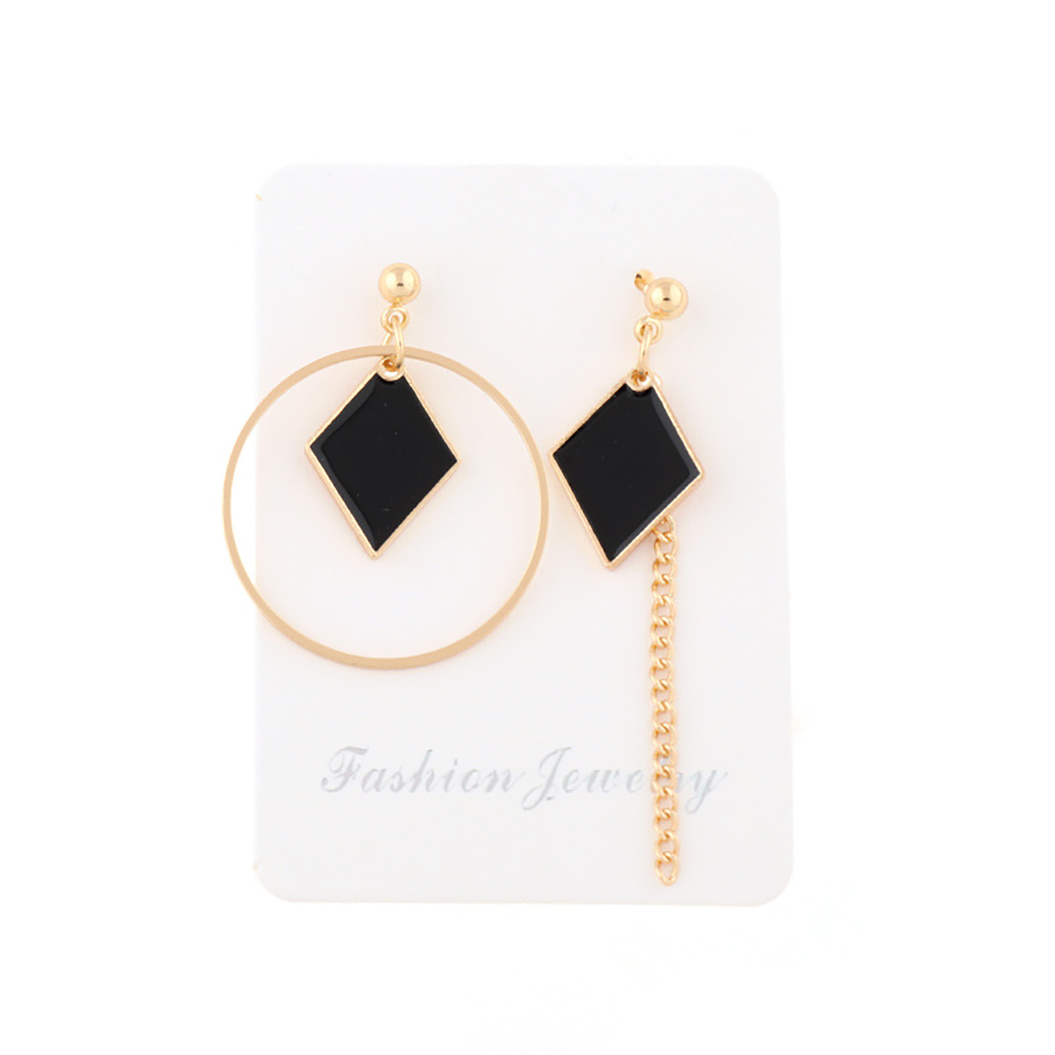 Fringe long round ring earrings with irregular geometric triangular wooden ear rings