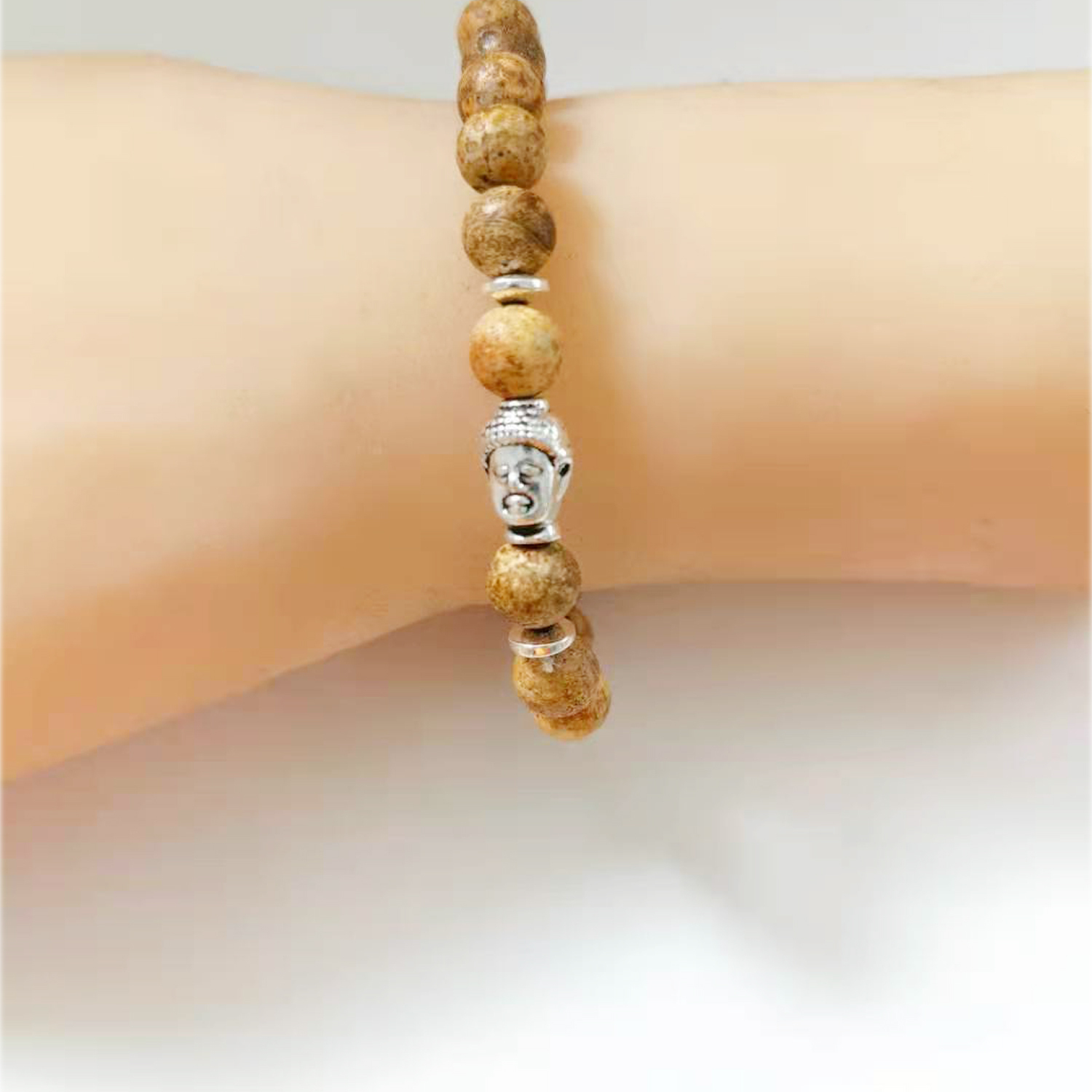 Fashion personality man natural stone agate bracelet Buddha head bracelet