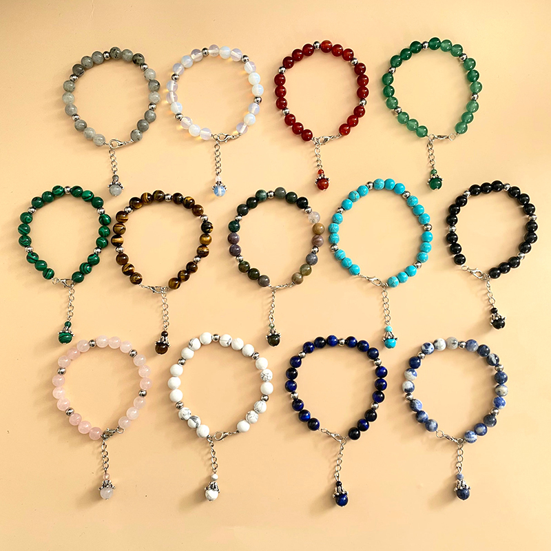 Natural Gem 8MM Bracelet Adjustable Natural Stone Handmade Jewelry