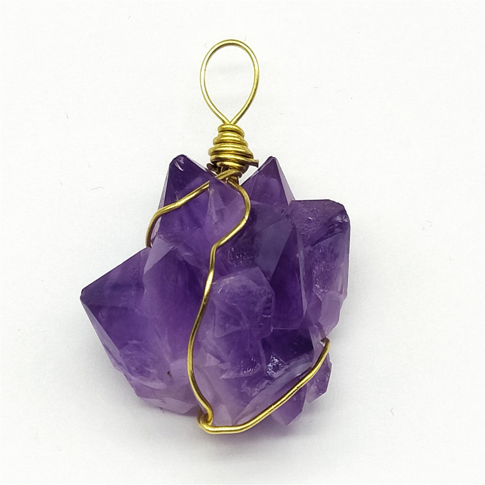 Amethyst pendant with crystal flower design, natural Amethyst cluster pendant necklace