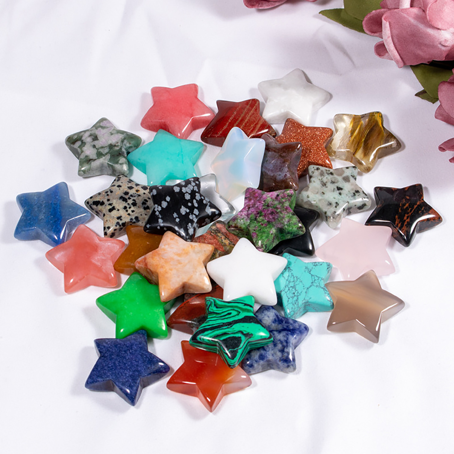 Five-pointed star hand pendant jewelry pendant, semi-precious stone star ornaments
