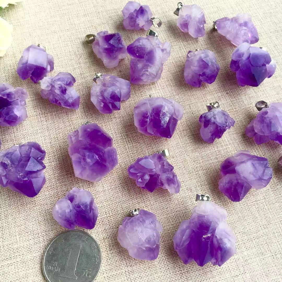 Natural amethyst, natural meteor stone pendant necklace, suitable for any occasion