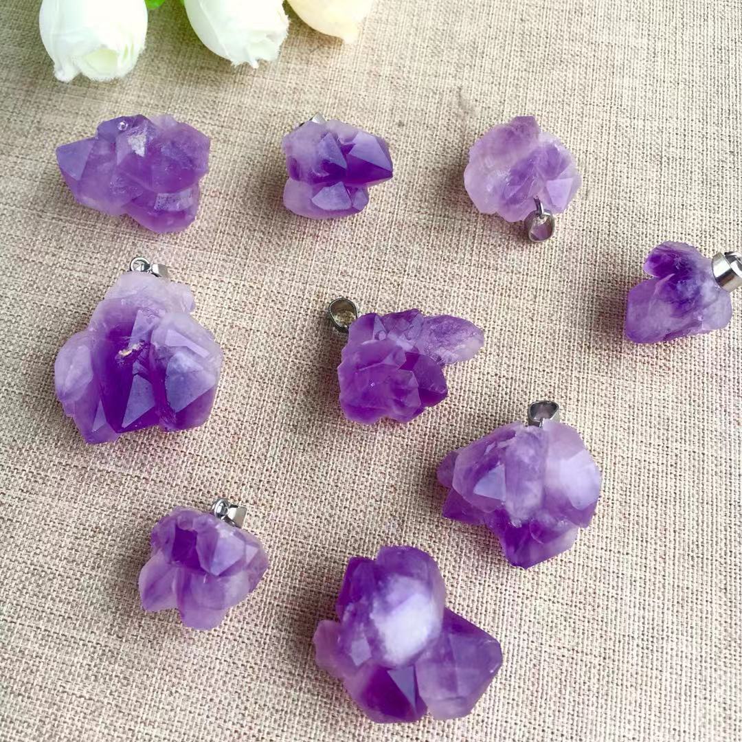 Natural amethyst, natural meteor stone pendant necklace, suitable for any occasion