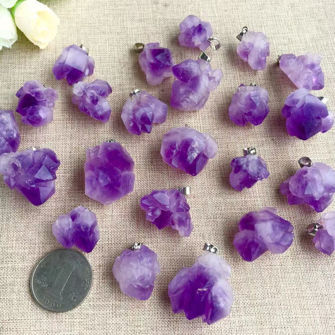 Natural amethyst, natural meteor stone pendant necklace, suitable for any occasion