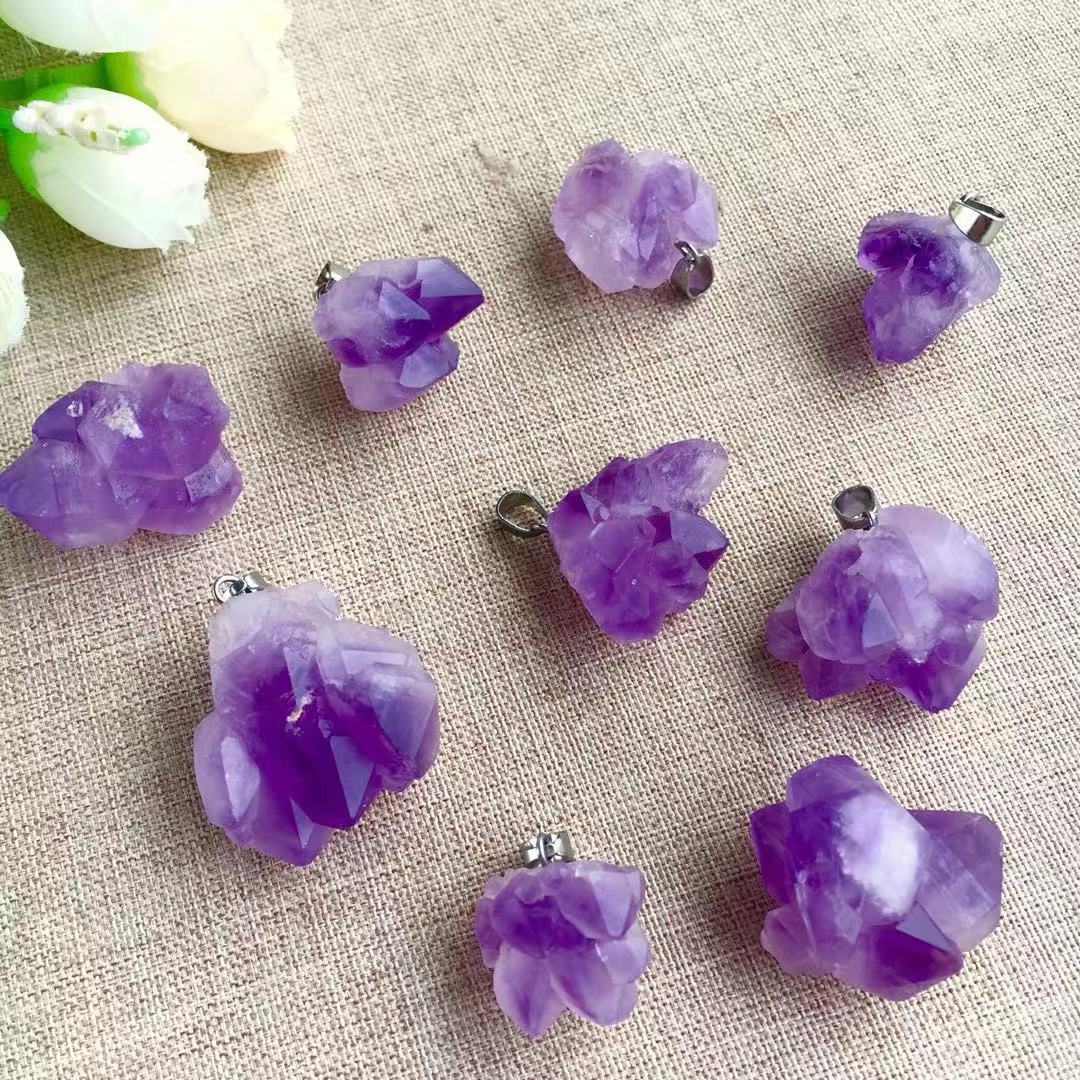 Natural amethyst, natural meteor stone pendant necklace, suitable for any occasion