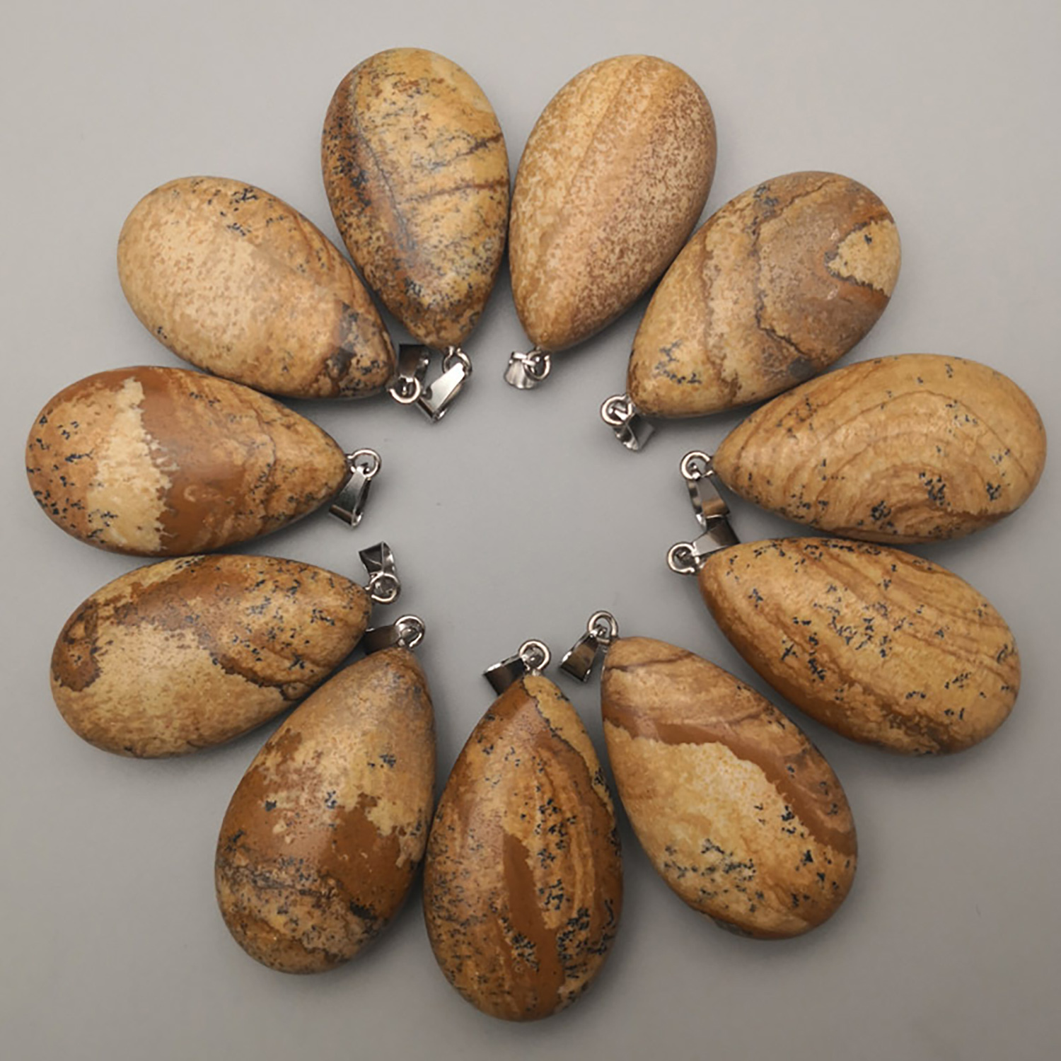 Natural Crystal Quartz Stone Charms Teardrop Shape Chakra Stone Necklace Pendant, DIY Necklace