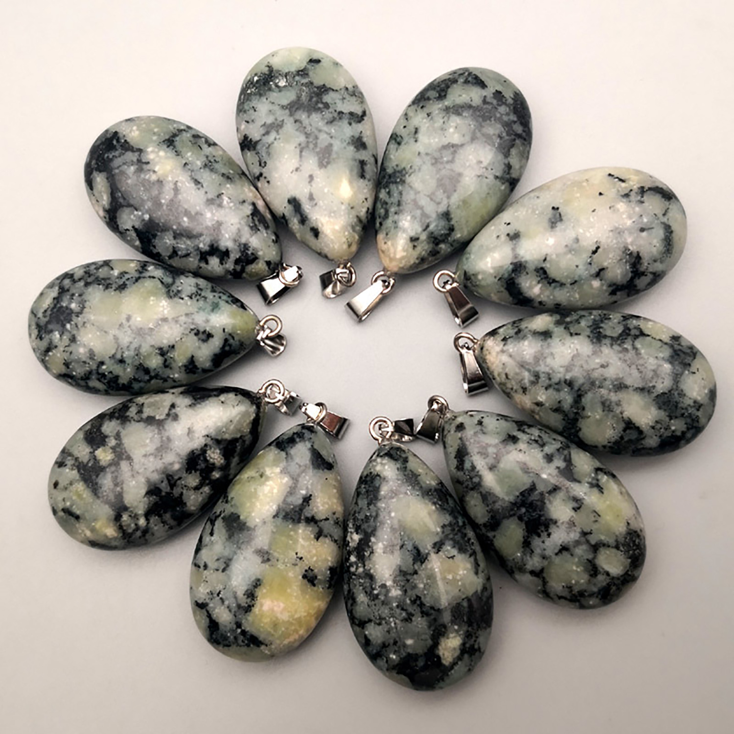 Natural Crystal Quartz Stone Charms Teardrop Shape Chakra Stone Necklace Pendant, DIY Necklace