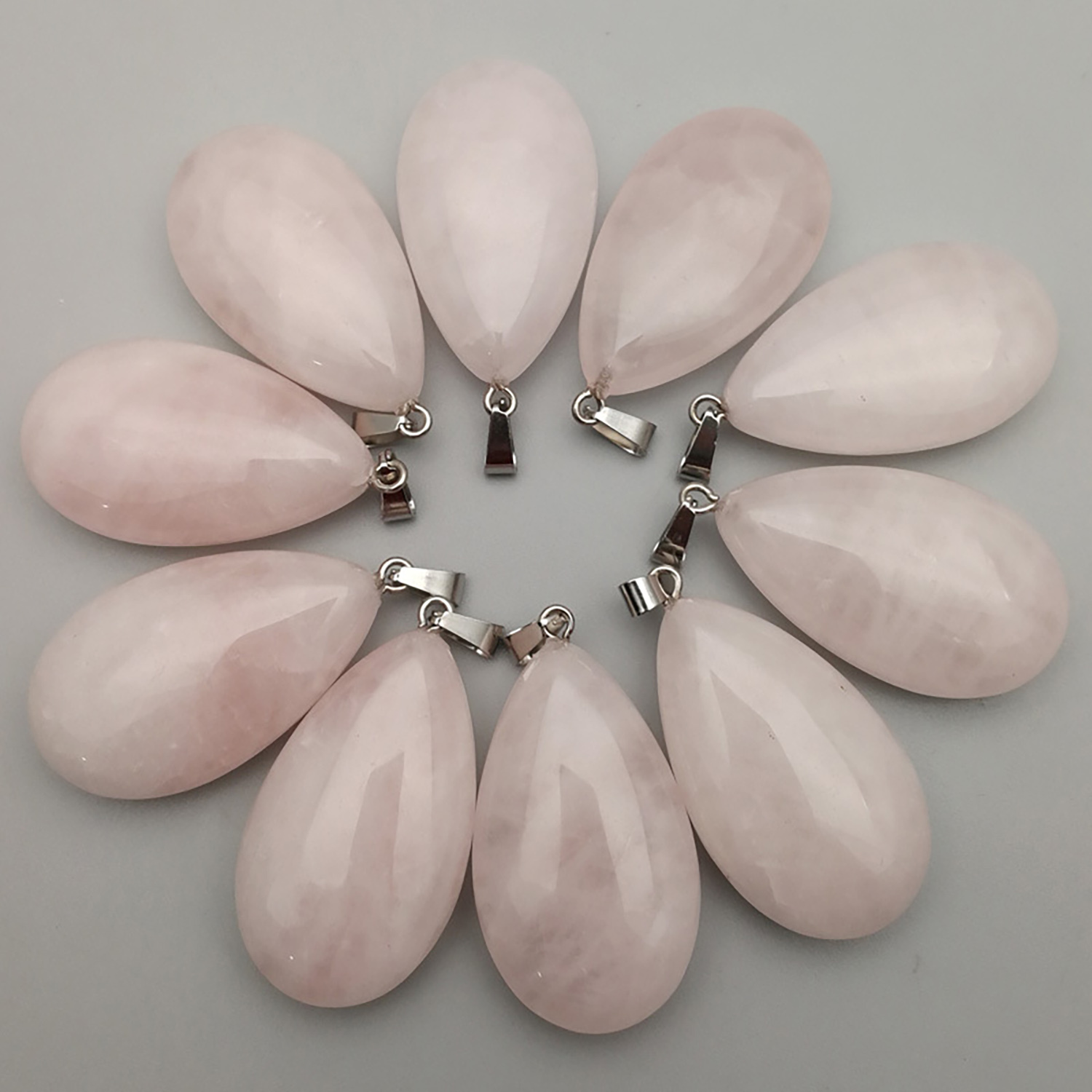 Natural Crystal Quartz Stone Charms Teardrop Shape Chakra Stone Necklace Pendant, DIY Necklace
