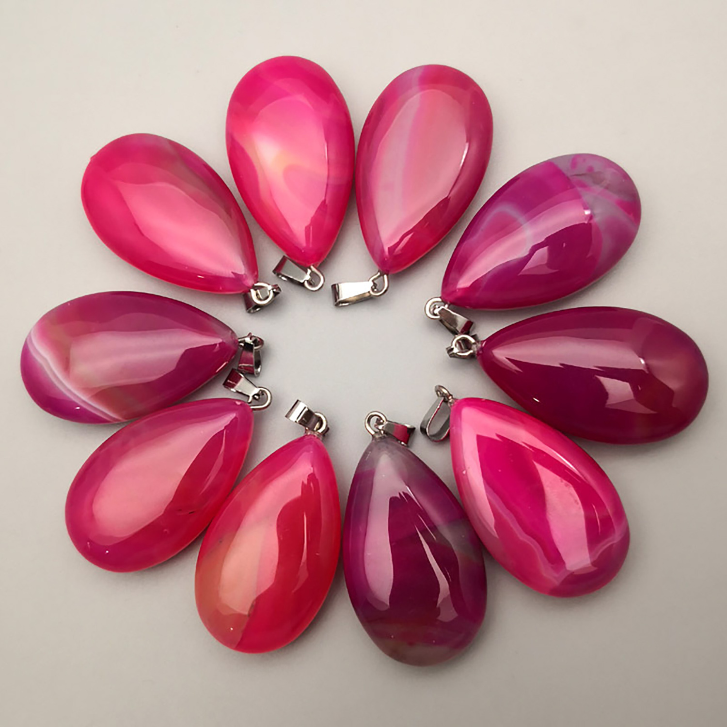 Natural Crystal Quartz Stone Charms Teardrop Shape Chakra Stone Necklace Pendant, DIY Necklace
