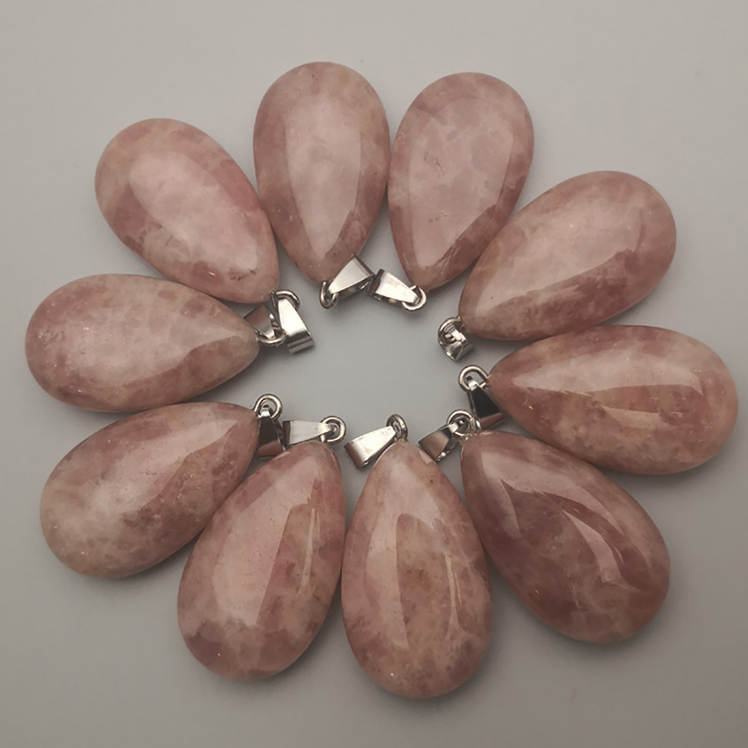 Natural Crystal Quartz Stone Charms Teardrop Shape Chakra Stone Necklace Pendant, DIY Necklace